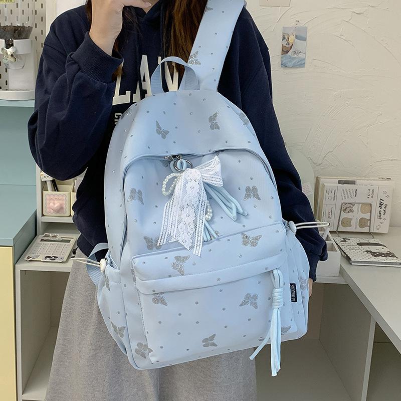Schoolbag High Value Korean Version Ins Style Backpack Female Student Large Capacity Cute Cartoon Schoolbag Lightweight Simple Backpack