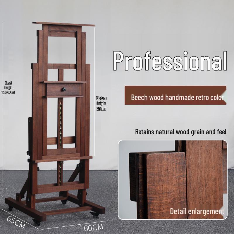 Adjustable Beech Wood Easel: Floor & Tabletop Folding Stand for Sketching & Oil Painting