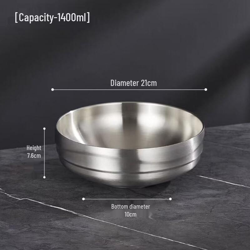 

ZISIZ 304 Stainless Steel 21cm Double-Layer Anti-Scald Ripple Bowl (Set of 2)