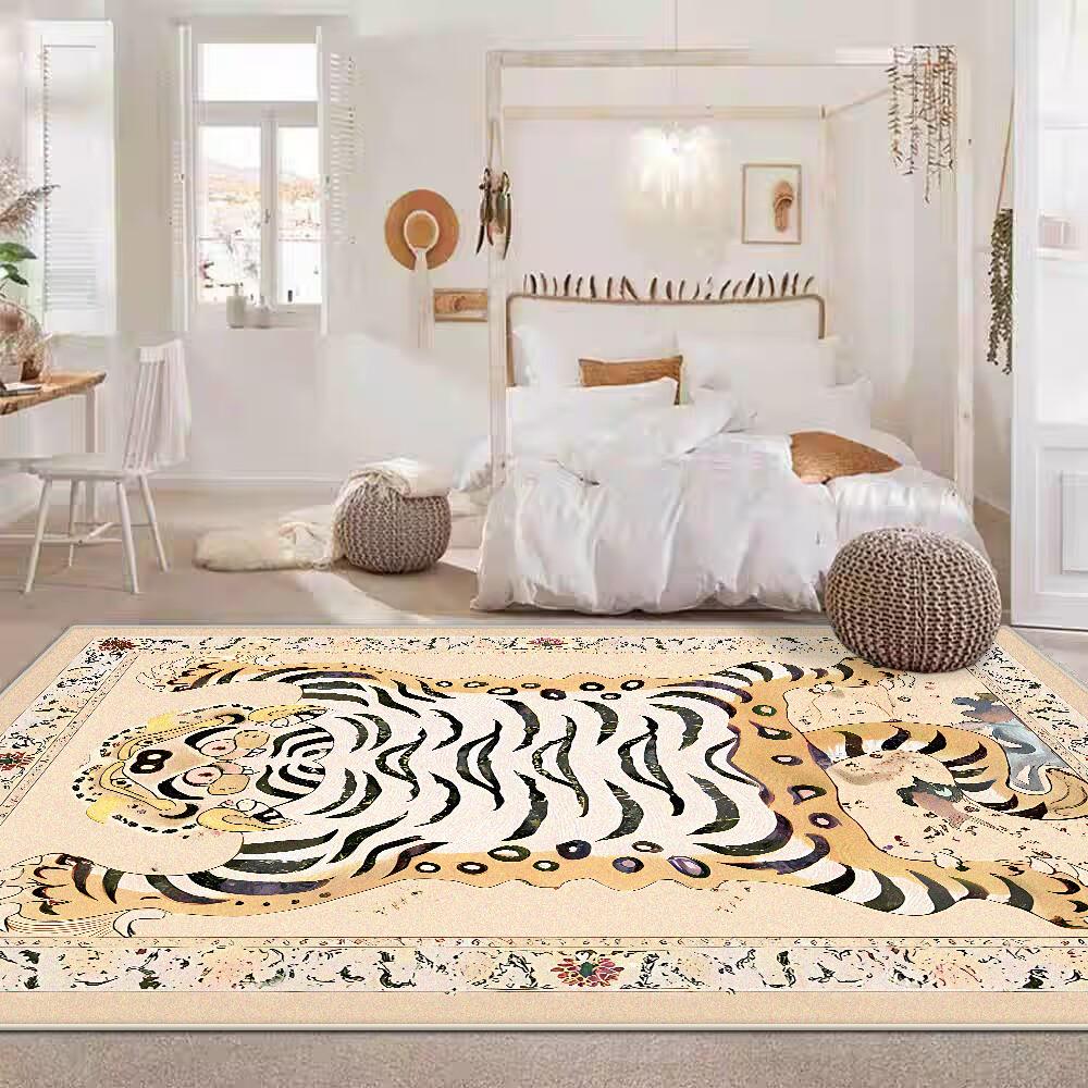Tappeto Retro Lusso Leggero Morbido Antiscivolo Grande per Soggiorno Facile da Pulire Tappetino per Tavolino Divano Fantasia Tigre Carino Decorazione Tappeto per Camera dei Bambini