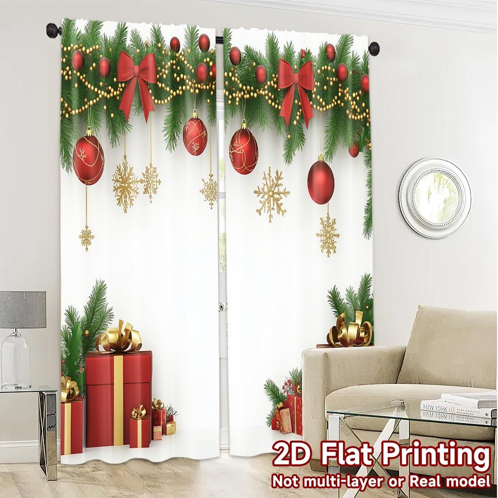 2 Stück, Vorhänge Weihnachtsschmuck Geschenke Weihnachtszeit (2) Beliebte Modische Vorhänge Vielseitige Polyesterstoff-Vorhänge Kunst