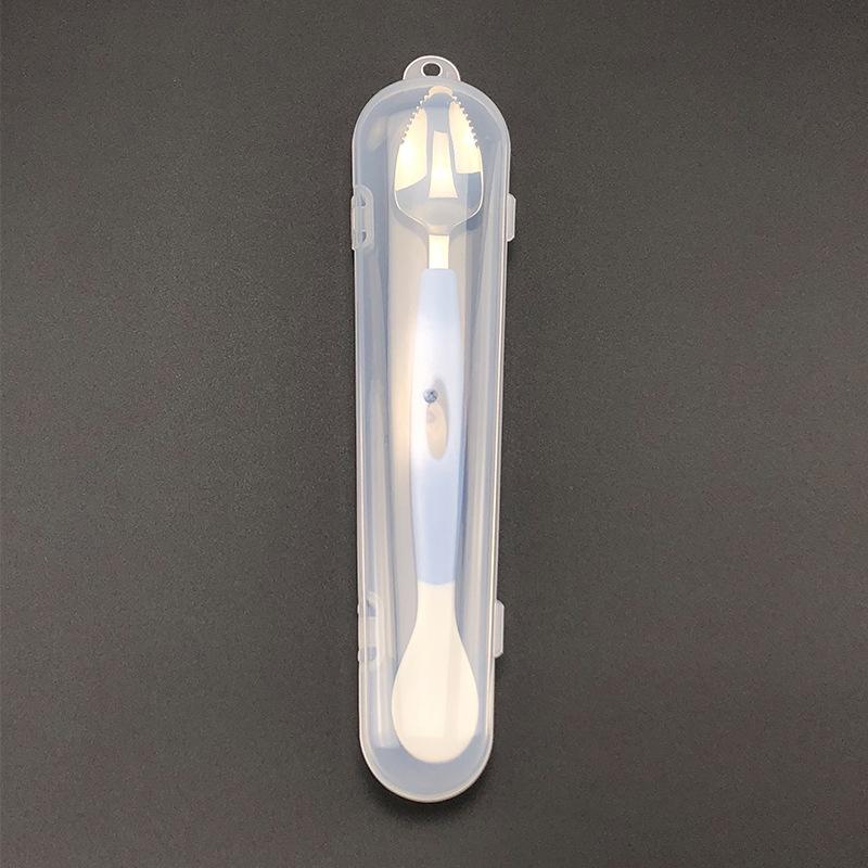 

Дитяча ложка для зішкрібання Двоголова з зубчастим краєм Ложка для годування фруктами Столовий посуд