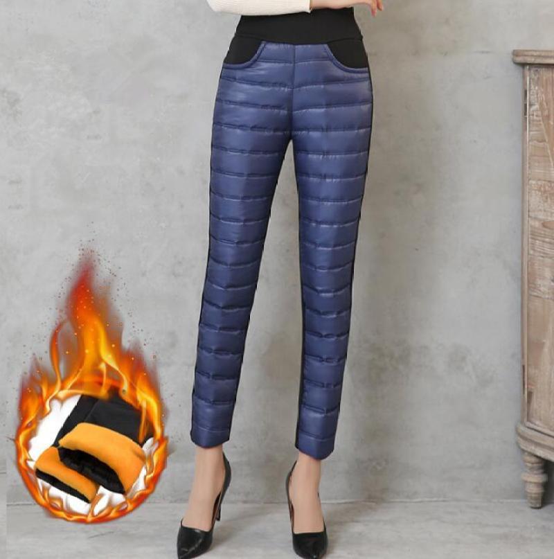 Winter Women Down Pants Plus Size Velvet Trousers Thickening Slim Thermal Female Warm Legging