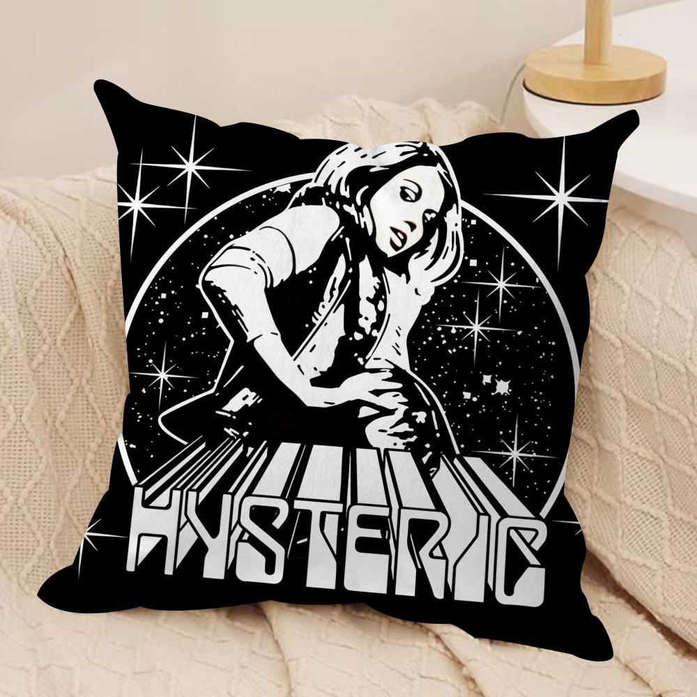 H-Hysterics Glamour Girl Cushion Cover Silky Short Plush Invisible Zipper Dustproof Sofa Pillow Case For Home Decor