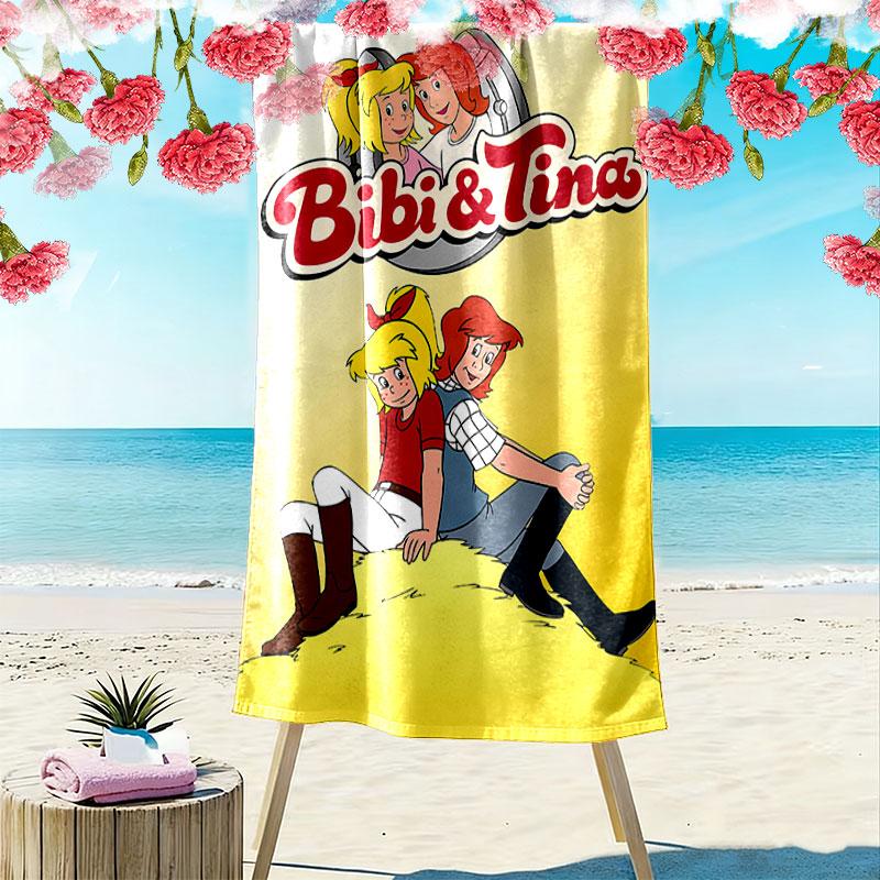 Bibi and Tina Print Beach Towel, Large Soft Quick Dry Towel for Beach Camping Swimming