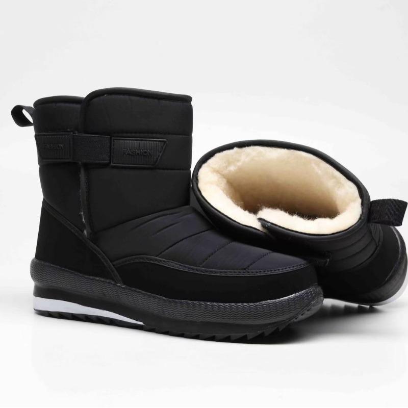 Winter black snow boots thickened warm thick sole lightweight non-slip cotton shoes large size outdoor cotton boots cold-proof