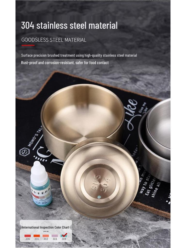 304 Doppelschichtige Edelstahl-Reisschale mit Deckel für Suppen & Kimchi - Koreanische Kinderküchenschale