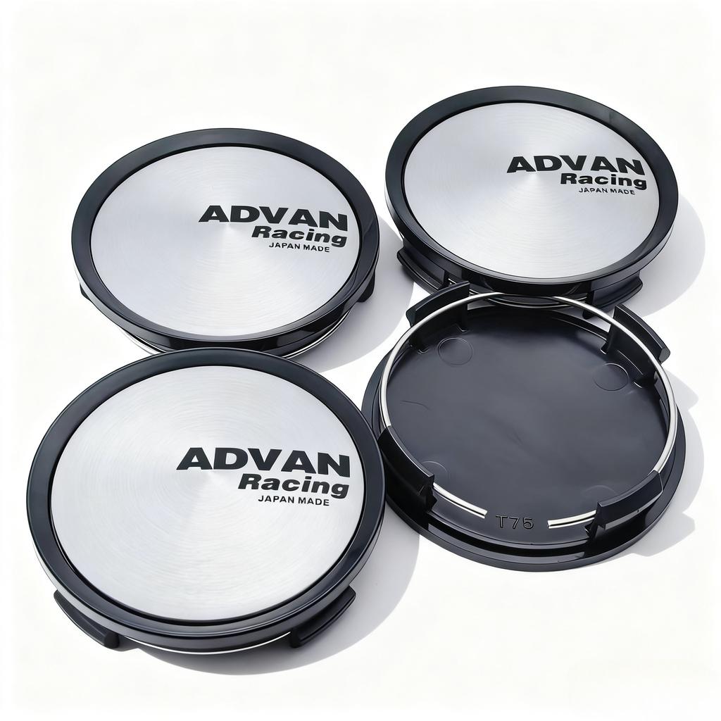 4pcs JDM ADVAN Racing Logo Emblem Badge Car Wheel Center Caps 74MM 69MM Wheels Hub Cap Rim Hubcaps Cover Replace Car Accessories