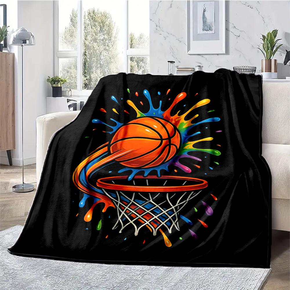 basketball Theme Printed Blanket - Perfect for Couch, Bed, Travel & Outdoor Use | Machine Washable, Cozy & Durable.