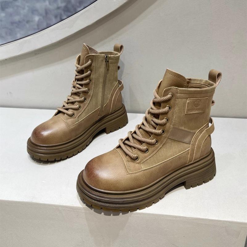 

Ботинки Мартин женские нейтральный ветер 2025 весна и осень новые популярные круглый носок ретро рабочие ботинки одинарные ботинки тонкий бархат толстая подошва короткие ботинки 40 хаки