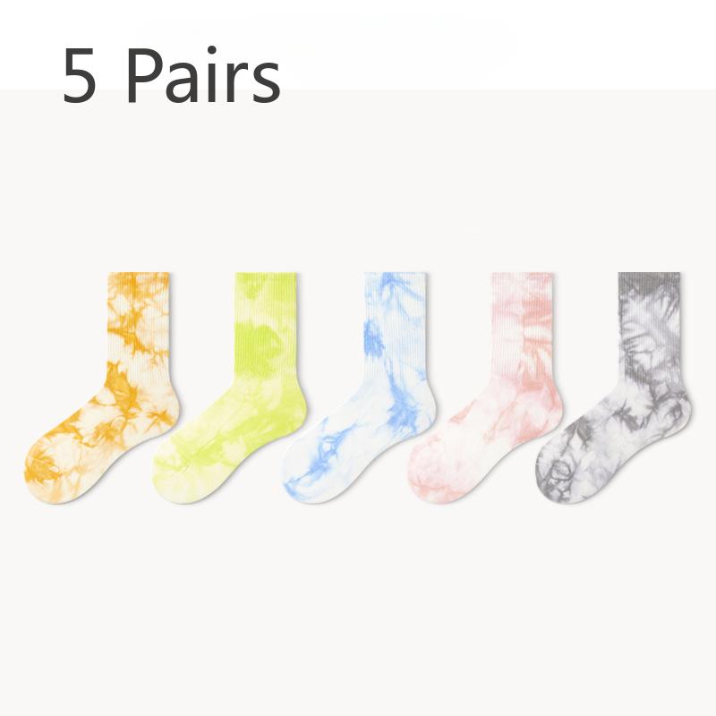 

5 пар мужских носков-труб в спортивном стиле с принтом тай-дай, дышащих, уличного стиля 5 Pairs