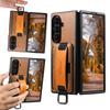 Luxury Wrist Strap Ring Buckle Faux Leather Wallet Phone Case for Samsung Z Fold 8 Ultra  ZFold 7 6 5 Card Holder A Stand Cover