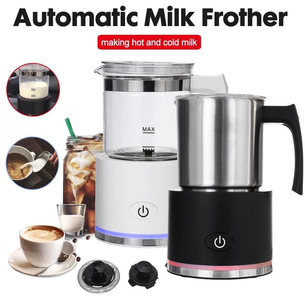 Household Small Milk Foam Machine, Separate Handheld Electric Milk Beater, Hot and Cold Stirring Milk Heater, Capacity: 450ml Abs + Glass YJKJ