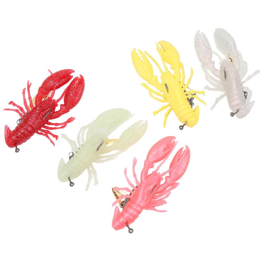 5PCS Shrimp Silicone Fishing Lures 9cm 12.5g Hollow Floating Multi Color Realistic Soft Baits for Freshwater Saltwater