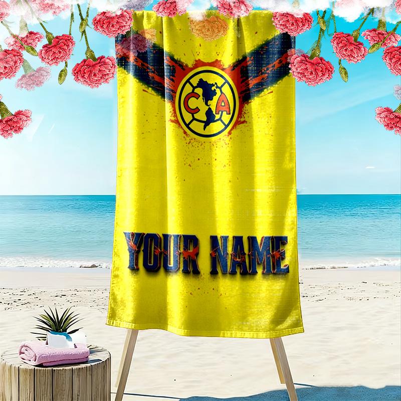 Name Custom Club America Print Beach Towel, Large Soft Quick Dry Towel for Beach Camping Swimming