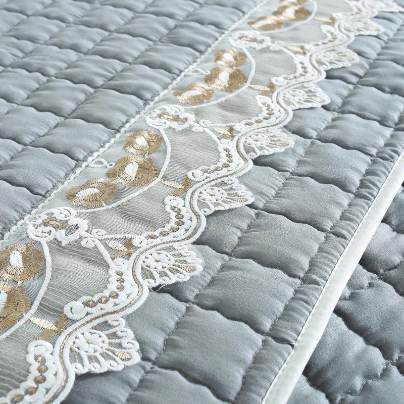 Solid Color Fabric Art Sofa Mat Light Luxury Lace Edge Anti Slip Sofa Cover European Style L-shaped Corner Dustproof Sofa Cover