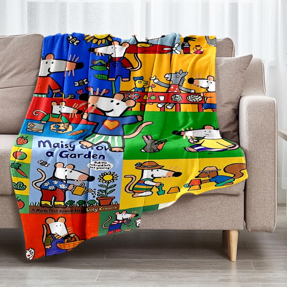 Maisy Mouse Theme Printed Blanket - Perfect for Couch, Bed, Travel & Outdoor Use | Machine Washable, Cozy & Durable.
