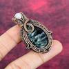 Seraphinite Gemstone Pendant Copper Wire Wrapped Jewelry Rainbow Moonstone Pendant