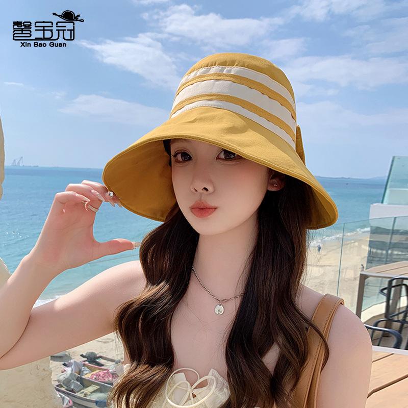 8502 summer sun hat children fashion bow bucket hat outdoor play face cover sun hat