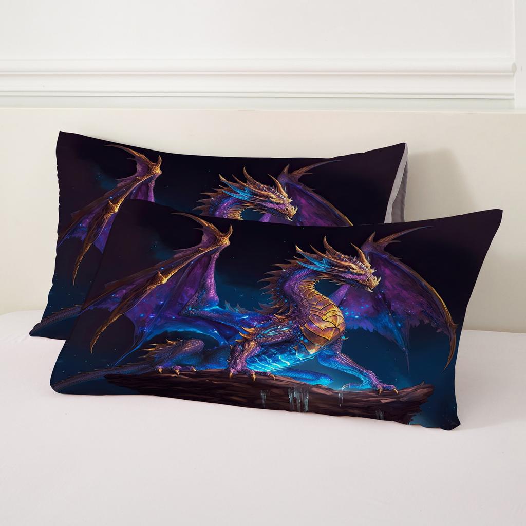 2/3-delige 3D Cool Dragon Print Dekbedovertrek Set (1 Dekbedovertrek + 1/2 Kussensloop Zonder Vulling) Zachte Comfortabele Beddengoedset