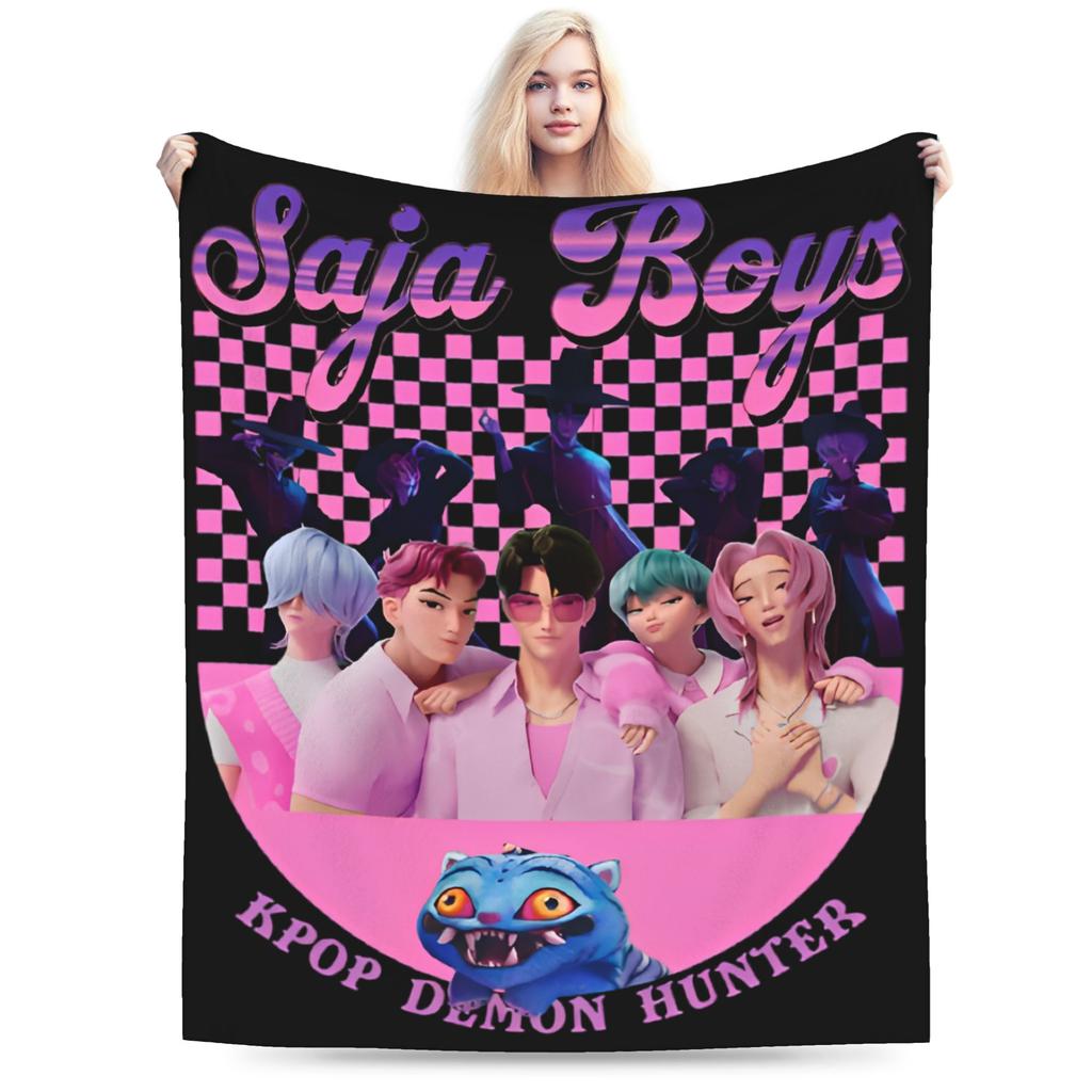 Zoey Kpop Demon Hunters Flannel Blanket Huntrix Awesome Throw Blanket for Home 125*100cm Plush Thin Quilt