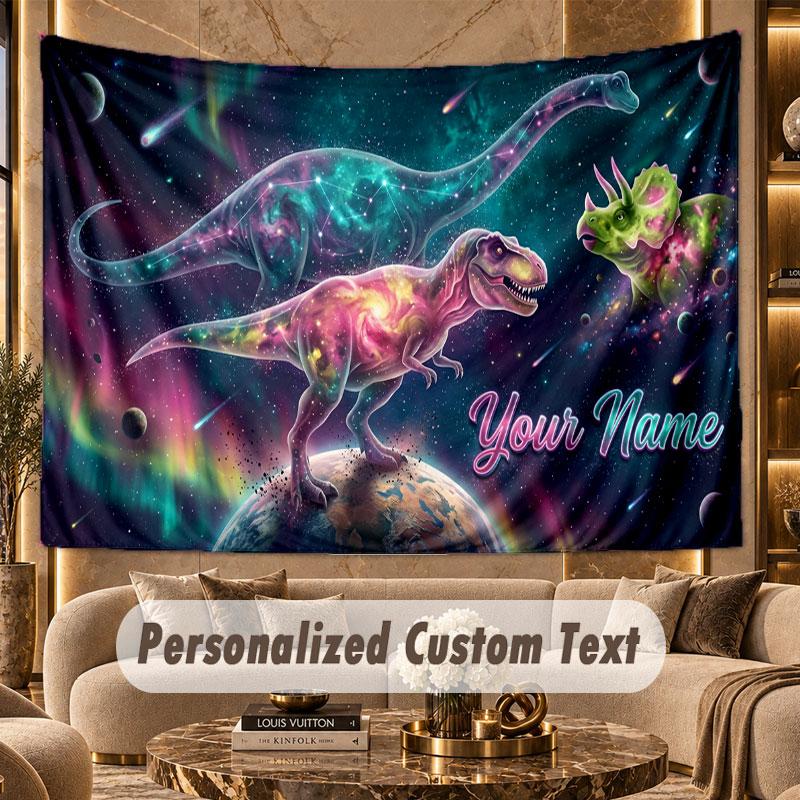 Dinosaur (658) Theme Personalized Tapestry Custom Name Text Wall Hanging Tapestry Home Background Decoration