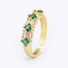 Nidin Shine Zircon Geometric Open Ring For Women Gold Plated Adjustable 5 Colors Female Wedding Aesthetic Jewelry Gift Wholesale