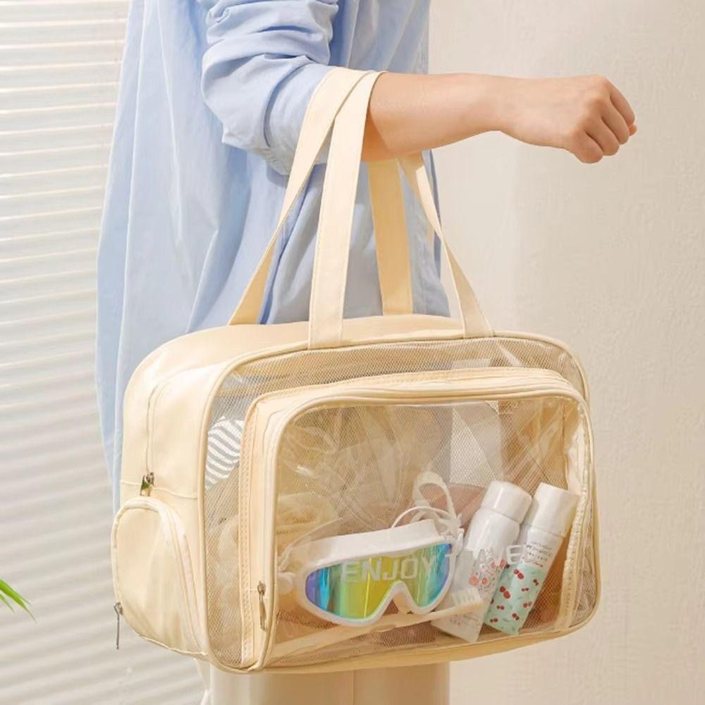 Large Capacity Waterproof Cosmetic Bag Pu Transparent Travel Storage Bag  Outdoor