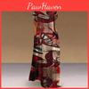 Spring Summer Women Style National Bohemian Dress Long Straight Oneck Loose Waist Print Pocket S5xl