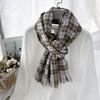Plaid Imitation Cashmere Winter Scarf Fashionable and Warm Office Shawl for Women with Short Beards