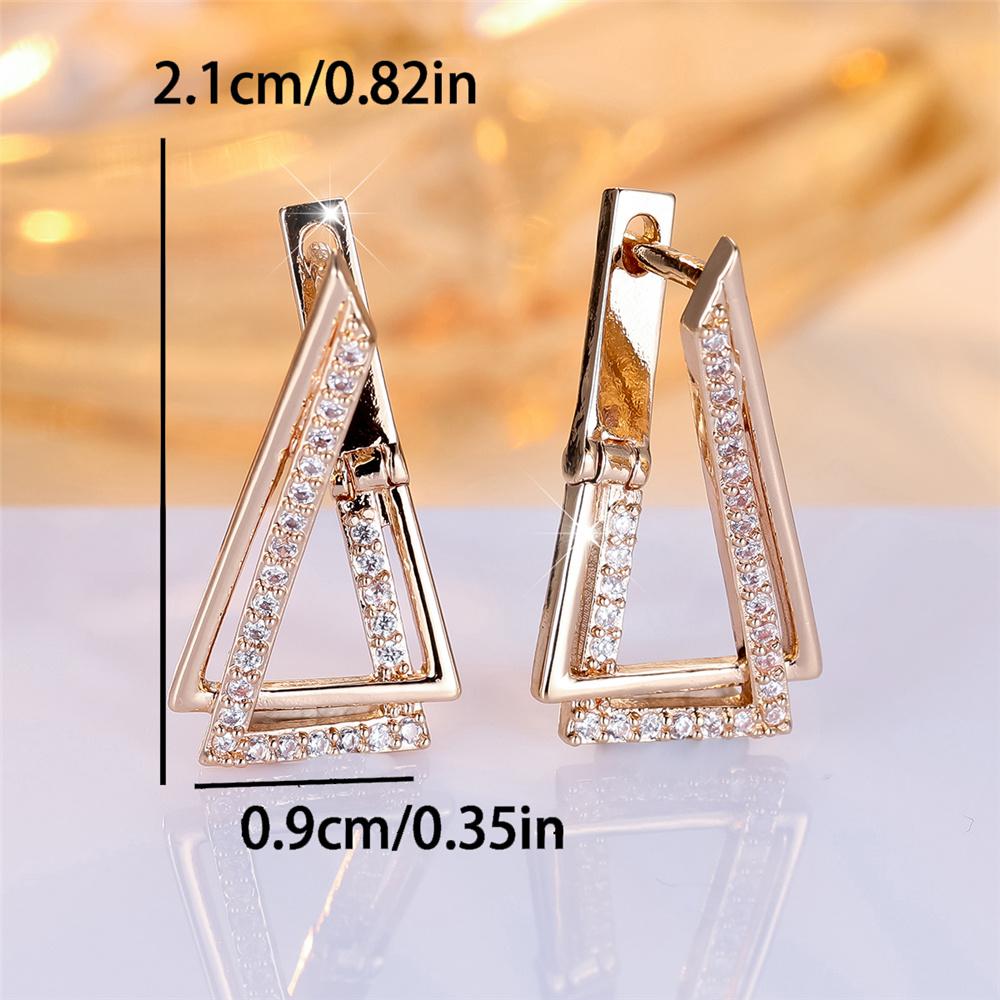 Female White Zircon Stone Geometric Hoop Earrings Vintage  Gold Color Wedding Jewelry For Women