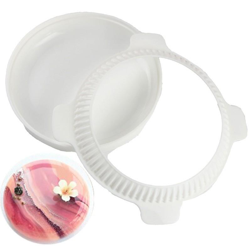 

Большой круглый вогнутый и плоский набор силиконовых форм (2 шт) - Муссовый сэндвич барабанный торт мастика принадлежности для выпечки белый