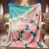 One Comfortable Dreamy Pink Umbrella Theme Pattern Flannel Blanket Soft High-Definition Digital Print All-Season, Family and Friends Gift Cooling Blan