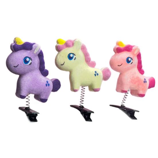 1/3Pcs Girls Hairpins Colorful Flocking Horse Design Hair Clips Soft Smooth Lightweight Hair Pins Festivals Cosplay Hair Accessories