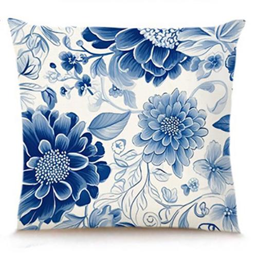 

Blue and White Floral Pillowcase CharmSuitable for sofa car bedroom decorative cushion cover pillow cover 16x16Inch