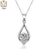 Korean-Style Zircon Teardrop Pendant Necklace with D-Color Moissanite for Women