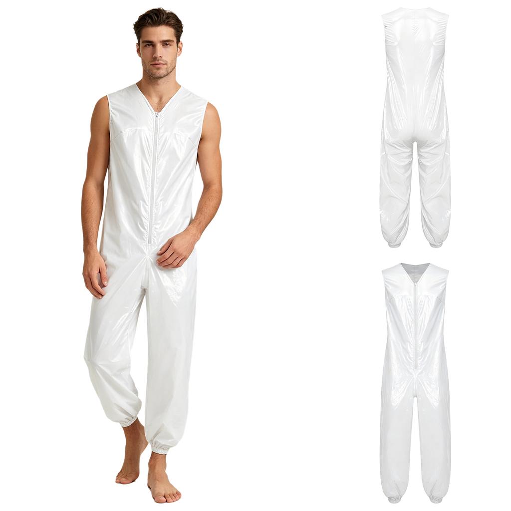 Heren Waterdichte Herbruikbare Luier Romper M-3XL Mouwloos Voorkant Rits Elastische Beenmanchetten Adaptieve Jumpsuit voor Volwassenen met Speciale Behoeften