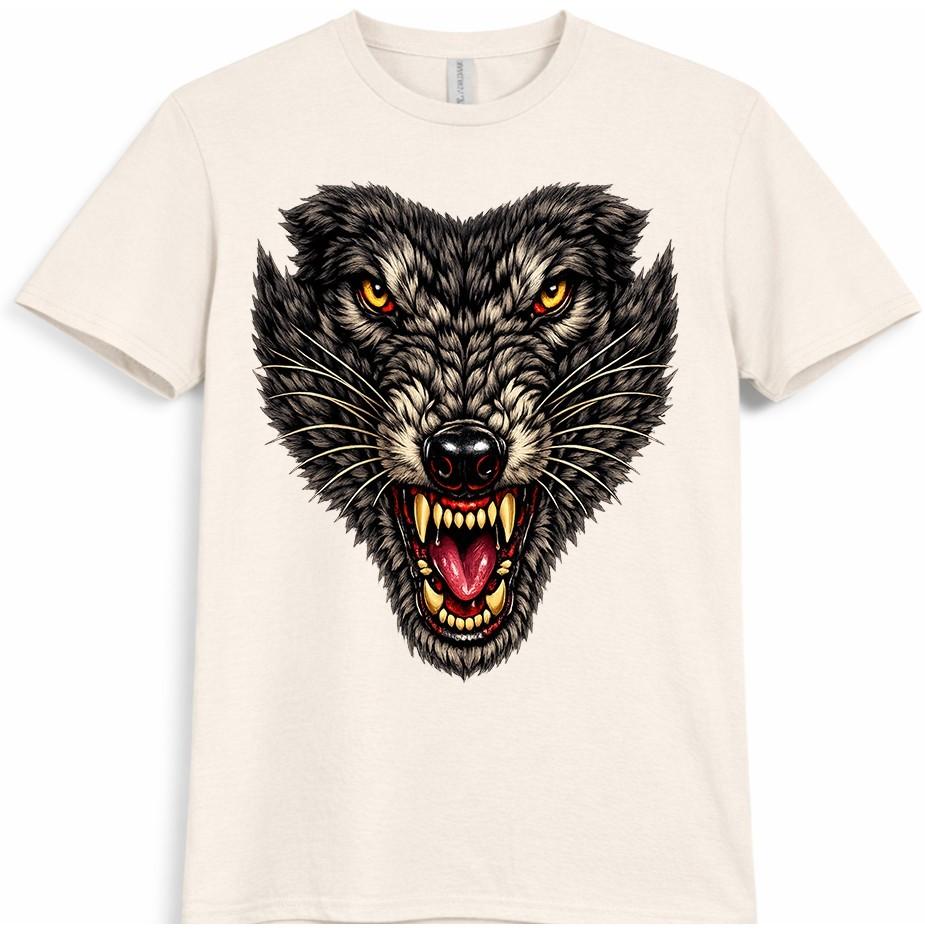 Wolf Head T Shirt Fierce Wild Animal Predator Gothic Graphic Tee Unisexs Unisexs