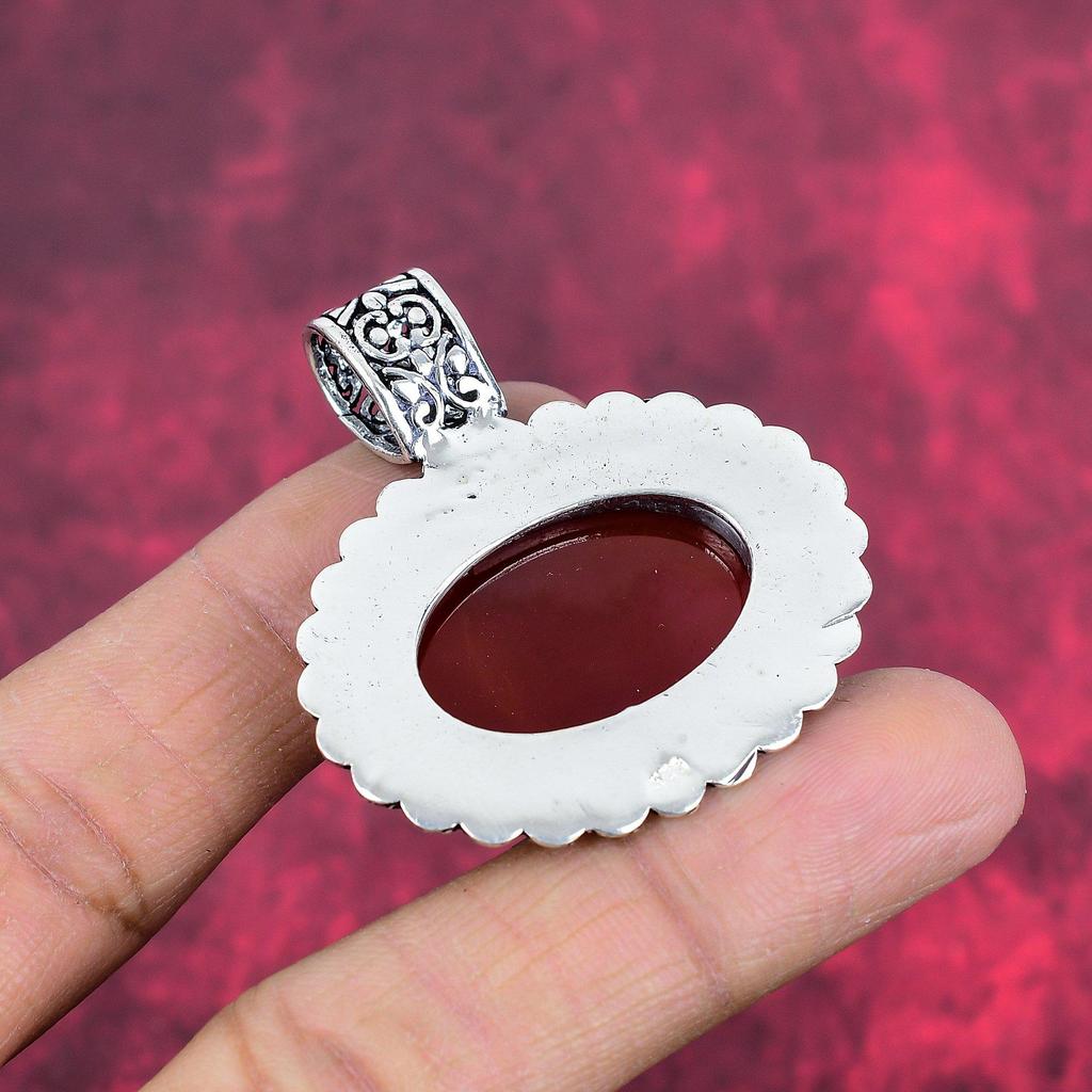 Pandantiv cu carneol roșu, bijuterii din argint 925 masiv, pandantiv cu pietre prețioase, bijuterii cadou de nuntă lucrate manual