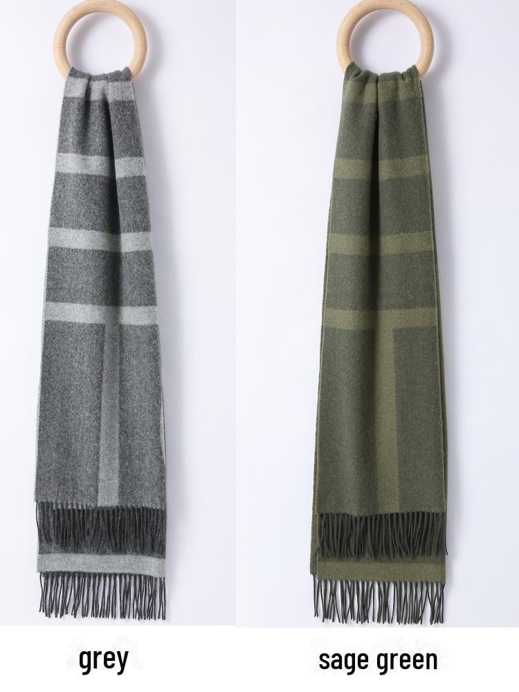 Nordic Niche Women's Geometric Jacquard Pure Wool Scarf - Autumn/Winter Thick Warm Shawl for Couples