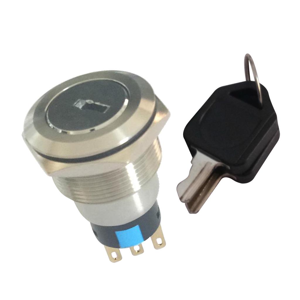 22mm Stainless Steel ON/OFF Electronic Key Switch Lock with 2 Keys 2NO+2NC