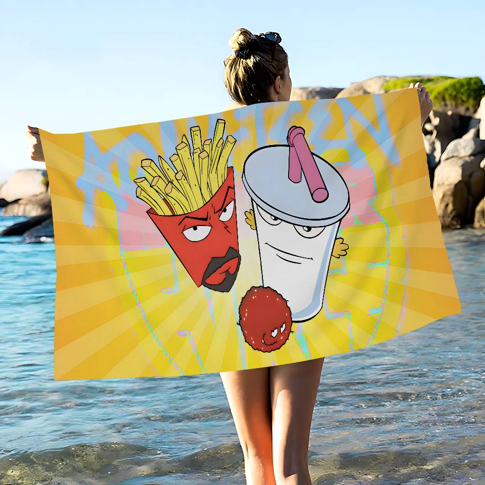 Cartoon A- AquaS Teen Hunger Force Große Mikrofaser Strandtücher Schnelltrocknendes Handtuch Sandstrandtücher Handtuch für Pool Reisen Schwimmen