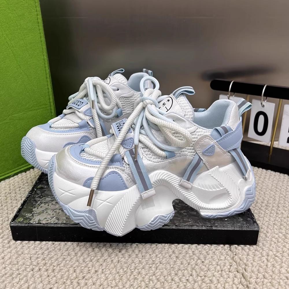 Cool Thick-soled Dad Shoes Women's Autumn New Mesh Breathable Heightened Feet Small Versatile Casual Sports Shoes