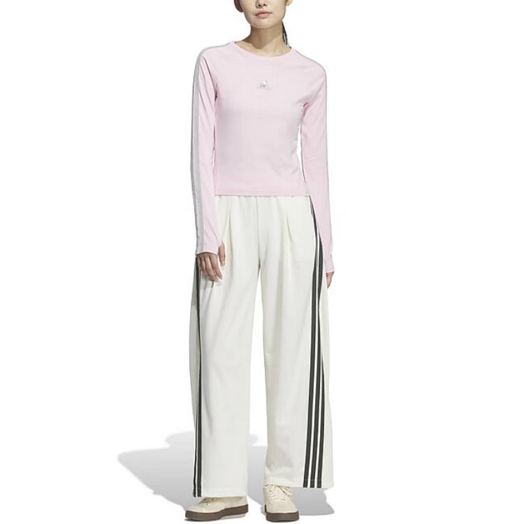 Adidas Three Stripe Crew Neck Long Sleeve T-Shirt Women tops KS0029