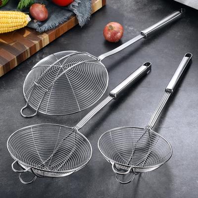 Stainless Steel Slotted Spoon Large Mesh Strainer Ladle for Frying Steaming Hot Pot Kitchen Cooking Tool with Double Hooks