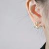 Exquisite Cute Crystal Flower Stud Earrings For Women Personality Simple Ear Clip Bride Wedding Party Female Jewelry