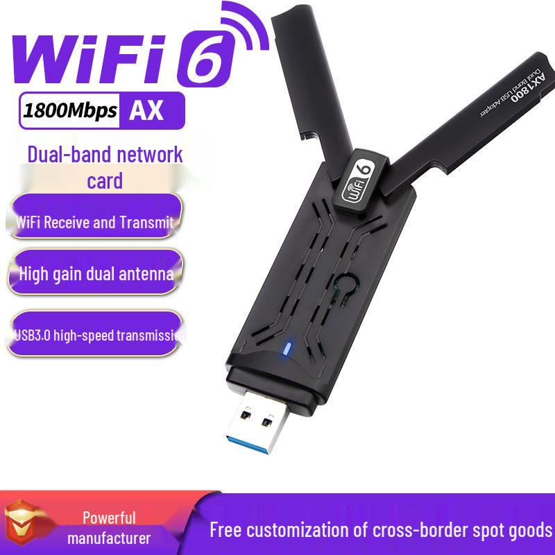 USB3.0 WiFi6 Dvoupásmová 1800M Bezdrátová síťová karta s 5G Vysokorychlostním přijímačem/vysílačem