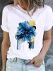 (Asian Size) Lovely Flower Style Casual Short Sleeve T Tee Top Clothing Shirt Women Printed Lady Fashion Female Graphic T-shirts