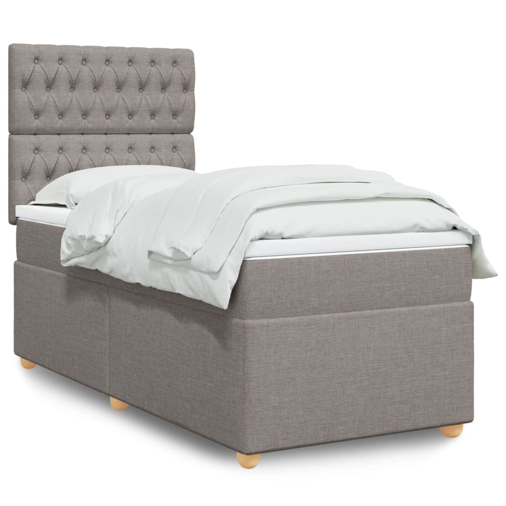 Box Spring Bed with Mattress Taupe 80 x 200 cm Fabric