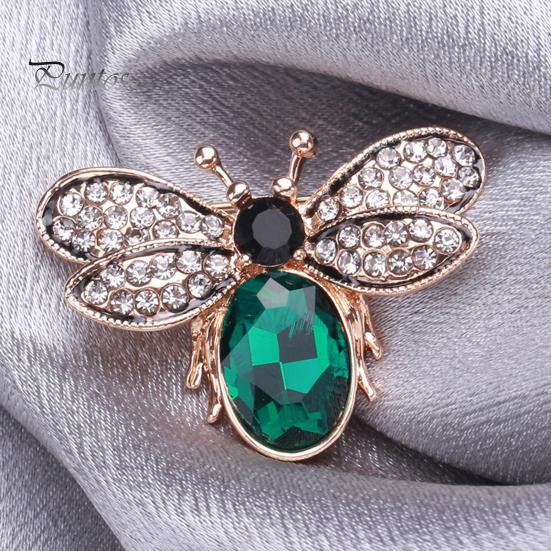 Cute Rhinestones Faux Gem Brooch Pin Bee Shape Suit Lapel Shawl Scarf Badge Wear-resistant Faux Silk Buckle Fashion Accessories